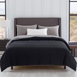 Cosybay Reversible Down Alternative Comforter Black/Grey - Corner Duvet Tabs- Double Sided & Lighweight -All Season Duvet Insert-Stand Alone Comforter – King Size（102×90 Inch）