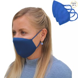 DASTI Pack of 3 solid knitted Face Mask two layers reusable washable bandanas