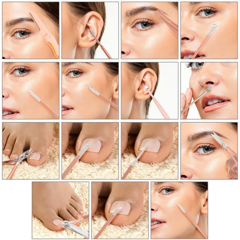 Juego de herramientas para manicura y pedicura (23 piezas), color