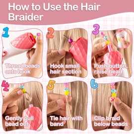 BESCOST DIY Hair Braiding Machine with Hair Beads - Hair Accessories Girls 6-12 Years, Children's Hair Accessories Set for Creative Hairstyles, Girls Gifts from 6 7 8 9 10 Years