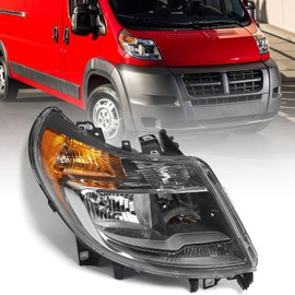 KACHIR 2014-2022 Headlight Assembly for Ram ProMaster 1500 2500 3500 Cargo Van 2014-2022 Halogen Headlamp with DRL Left Driver Side LH 68154589AK CH2502291