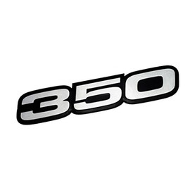 VMS RACING 350 Silver on Black Highly Polished Aluminum Emblem