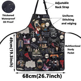 WZMPA Winchester Brothers Kitchen Apron Dean & Sam & John Fans Gift IDJITS Dean & Sam Cooking Apron For Baking Grilling, Eat Pie Ap