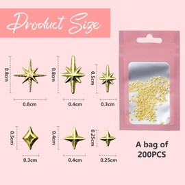 GlamRays Pack of 1000 Gold Star Nail Charms Metal Six Dots Star-Shaped Nail Cups Bling Sternlight Series Gold Design Nail Art Accessories for Acrylic Nails Alloy (Gold)