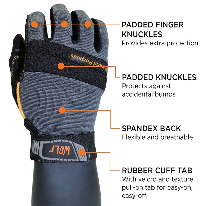 WOLF Mechanic All-purpose Stretchable Flex Grip Work Glove, Dexterity (1,