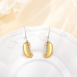 AXOMY Hot Dog Earrings 925 Sterling Silver Cute Funny Food Earrings Hot Dog Dangle Earrings for Women Food Jewelry Gifts for Women Hot Dog Lovers