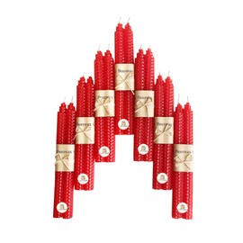 Lacaser Natural Beeswax Red Taper Candles Bulk Pack of 14 pcs, Unscented Red Long Candlesticks 9 Inches Each, Burning Time 4 Hours