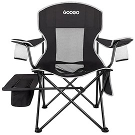 Googo Camping Chair Folding, Oversize Portable Lightweight Chair with Cooler, Cup Holder, Mesh Back Seat, Supports 300lbs, Collapsible Compact Chair with Carry Bag & Strap for Outdoor, Camp, Hiking