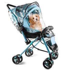 Dog Stroller Rain Cover, Pet Stroller Transparent Rain Cover All Weather Protection with Rear Side Entry, Ventilation Holes for Windproof, Waterproof, Protect from Sun Dust Snow