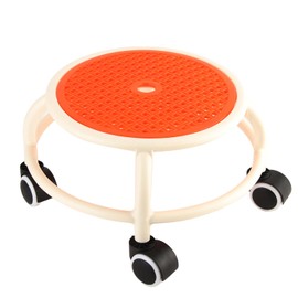 Tissting Rolling Stool Low Swivel Stool 7x11 Inch Plastic Rolling Chair with Wheels, Universal Roller Seat for Home, Office, School(Orange)