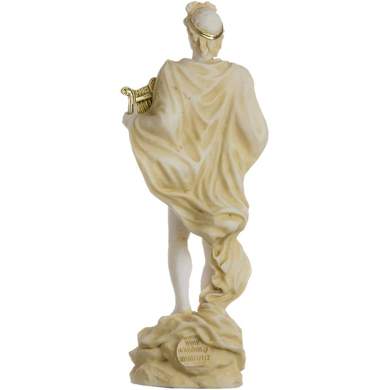 Apollo God of Music Poetry Art Gold Tone Alabaster Statue