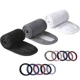 Spa Headband, Non-slip Make-up Headwraps Adjustable Face Wash Headband with Magic Tape, Headband for Washing Face, Yoga,Shower, Makeup and Sport (multicolor, 3pcs)