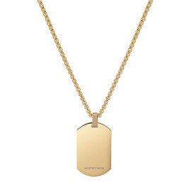 Geoffrey Beene Men's Stainless Steel Engraveable Dog Tag Pendant Necklace (Gold)