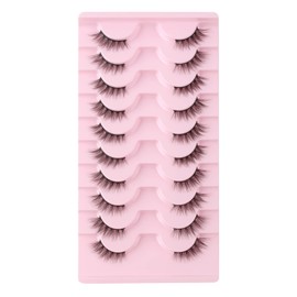 Glowing Win Half Eyelashes, Natural Artificial Eyelashes, 10 Pairs, Cat Eye Lashes, Half Cateye False Eyelashes, 3D Natural Fake Lashes