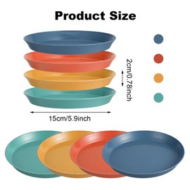Guiqulai 8 Pcs Cat Food Dish, 5.9 Inch Shallow Wide Cat Wet Food Flat Bowl, Whisker Friendly Cat Plates, Colorful Cat Dishes Set for Kittens and Short Legged Cat