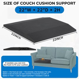 soptreedx Sofa Cushion Support for Sagging Couch – Trapezoid 40D Firm Foam Inserts, Durable Seat Repair Pads to Lift and Support Sunken Furniture, Easy No-Tool Setup, Black 2PCS