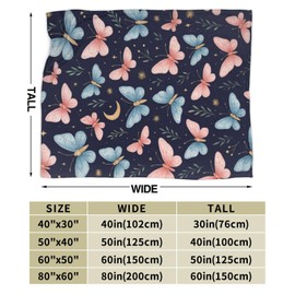 Butterfly Throw Blanket Butterfly Gifts for Women Girls Pink Blue Butterflies Cozy Fleece Fuzzy Soft Flannel Plush Warm Bedding Stuff for Kids Adults 40 x 50 Inch