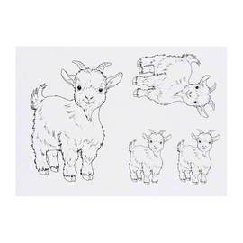 4 x 'Cute Goat Kid' Temporary Tattoos - Water Resistant, Skin-Safe, Non-Toxic Transfers, Mixed Sizes (TO00084314)