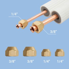 DELLA 16 Ft Mini Split Line Set, 1/4" & 3/8" O.D. Copper Pipes Tubing and 3/8 White Thickened PE Insulated Coil with Flared Nuts for Mini Split Air Conditioner or Heat Pump System(1/4+3/8)