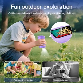 Alotwan Handheld Kids Microscope - Digital 1000X Zoom Mini Pocket Microscope, Portable Travel Toys for Toddlers 3 4 5 6 7 8+ Years Birthday Educational Gifts,STEM Toy, 8GB TF Card Included