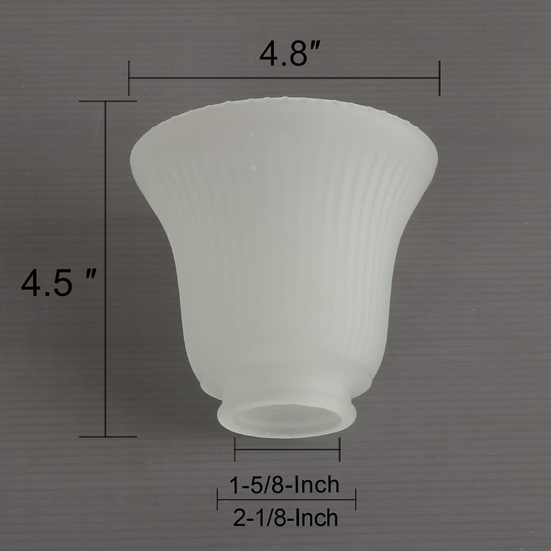 Anmire 2 Pack Frosted Ribbed Glass Shade, Bell Shaped Light