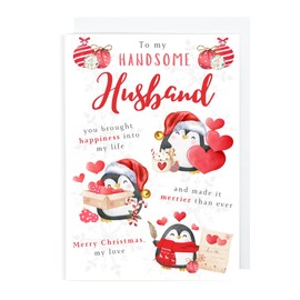 Second Ave Husband Romantic Love Penguin Christmas Xmas Holiday Festive Greetings Card