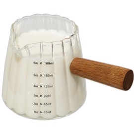 TIWPAJS Espresso Cups With Wood Handle 6oz, Espresso Accessories, Milk Frothing Pitcher, Glass Measuring Cup, Shot Glass