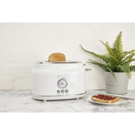 Haden Dorset 2 Slice Extra Wide Slot Toaster with Cool Touch Exterior, Removable Crumb Tray, and 6 Variable Browning Control, Ivory