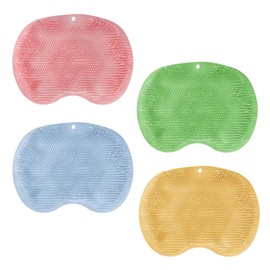 Bath Scrubber Mat with Non-Slip Suction Cups, Foot Back Cleaning Pad,Soft Shower Mats Wall Mounted Slip Suction Cups 4Pack Mutilcolor