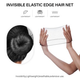 Hair Net 100 Pcs, 20 Inches Hair Nets Elasticity Invisible Elastic Mesh for Food Service, Black Hair Net for Ballet Bun, Sleeping, Women and Wig (100Pcs,Black)