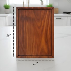 Saving Heaven 18x13x1.5" Reverseible Solid Wood Cutting Board – Non-Slip Feet with Juice Groove– Multi-purpose design with a plate on backside, perfect for Cutting and charcuterie.