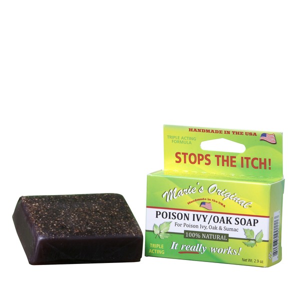 Marie’s Original Poison Ivy Soap Bar – 100% All Natural Triple Acting Formula – Anti Itch Treatment for Poison Ivy, Poison Oak and Sumac – Removes Oils, Soothes and Relives Rashes - 2.9oz