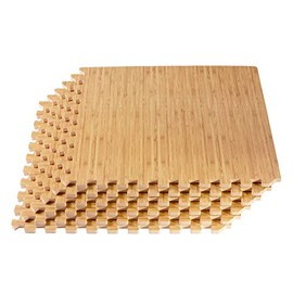 Forest Floor 5/8 Inch Thick Printed Foam Tiles, Premium Wood Grain Interlocking Foam Floor Mats, Anti-Fatigue Flooring, Light Bamboo, 16 Sq Ft