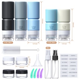 19 pack Travel Bottles for Toiletries,TSA Approved Silicone Travel Containers jar for Toiletries,Leak Proof 3oz Refillable Liqus Shampoo And Conditioner Travel Essentials toiletry (black)