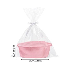 ACESOME Gift Basket, Empty Gift Basket, Large Empty Gift Baskets with Handles, Cotton Rope Baskets for Gifts with Transparent Gift Bags and Pull Bows for Flowers Crafts (Pink)