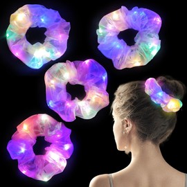 22 Pcs Hair Accessories Gift for girls, Light Up Scrunchies & Hair Clips for Girls & Glow in the Dark Tatoos - Perfect Party Favor and Birthdays Gift for 4-12 Year Old Girls Crazy Hair Day
