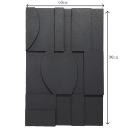 OIUYTOH Large Huge Black Thick Texture Living Room Wall Painting 3D Abstract Geometric Illustration Wall Art Minimalist Decorative Painting for Living Room Bedroom Office - 24 x 36 Inch (black)