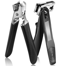 Toenail Clippers for Thick Toenails, Wide Jaw Opening Nail Clippers for Men Seniors, Large Heavy Duty Toe Nail Clippers with Rotary Head, Sharp No Splash Fingernail Clipper Cutter with Catcher