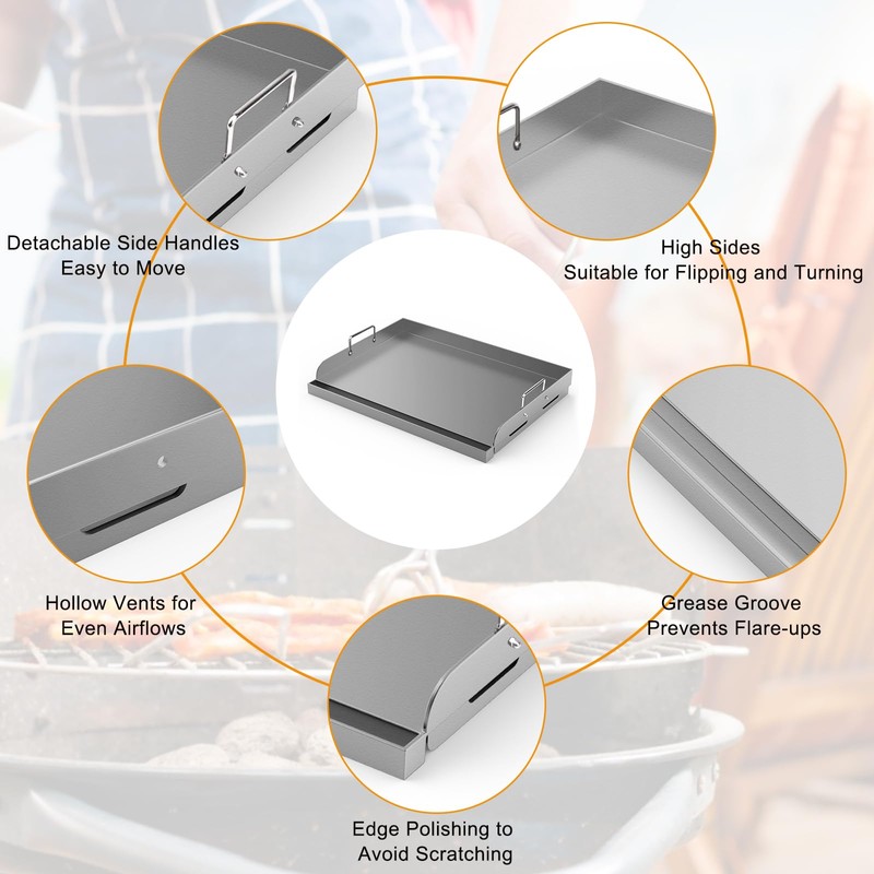Barbqtime Griddle for Gas Grill, Universal Fry Griddle Flat Top