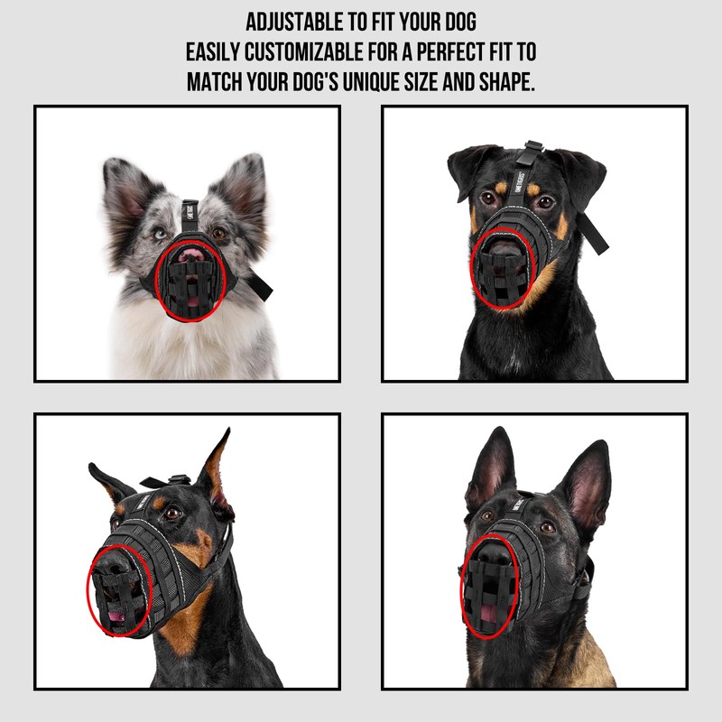 OneTigris Dog Muzzle, Military-Grade Soft Muzzles, Reflective Breathable Adjustable Dog