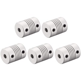sourcing map 5 Pieces 5 mm to 8 mm Aluminium Alloy Rod Flexible Coupling Motor Plug Connection L25 x D19 Silver