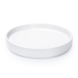 D'vine Dev Modern Round 8.7 Inch Ceramic Plant Pot Saucer, Planter Pot Drainage Tray for Indoor Plants, Matte White, 97-T-A-4