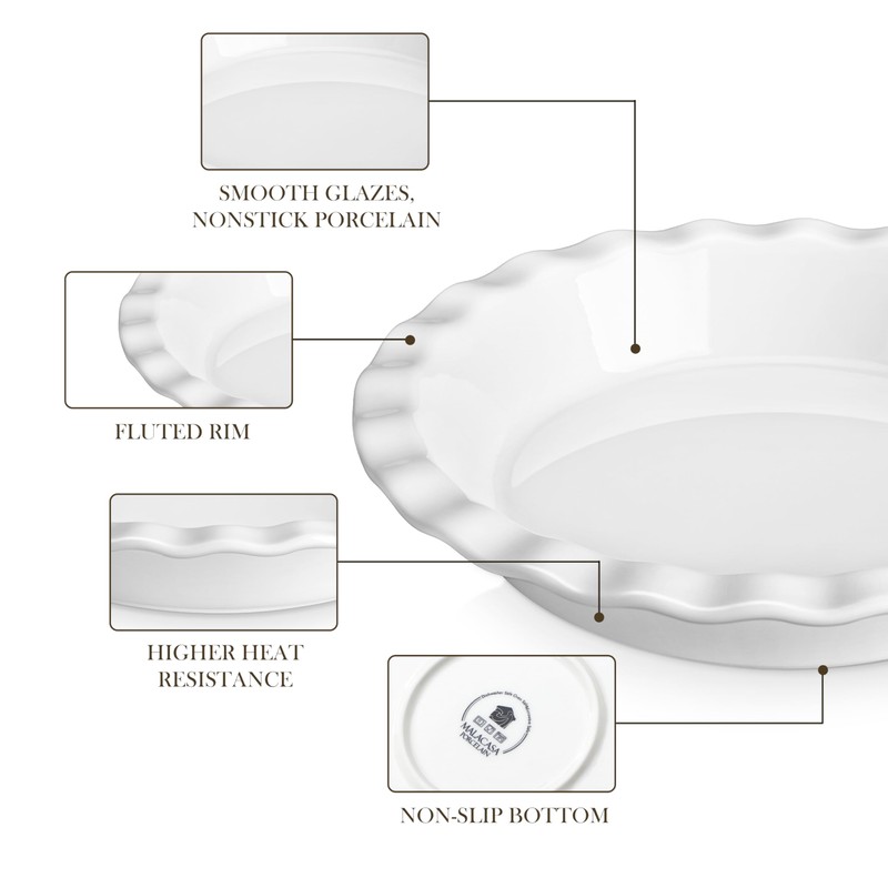 MALACASA Ceramic Pie Pan, Pie Pan for Baking 9 Inch,40