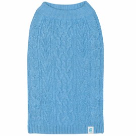 Blueberry Pet Classic Wool Blend Cable Knit Pullover Dog Sweater in Alaskan Blue, Back Length 10", Pack of 1 Clothes for Dogs