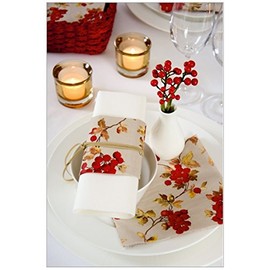 Boston International Ideal Home Range Papierservietten, 3-lagig, 20 Stück 6.5 x 6.5" Folded Red Beeren Leinen