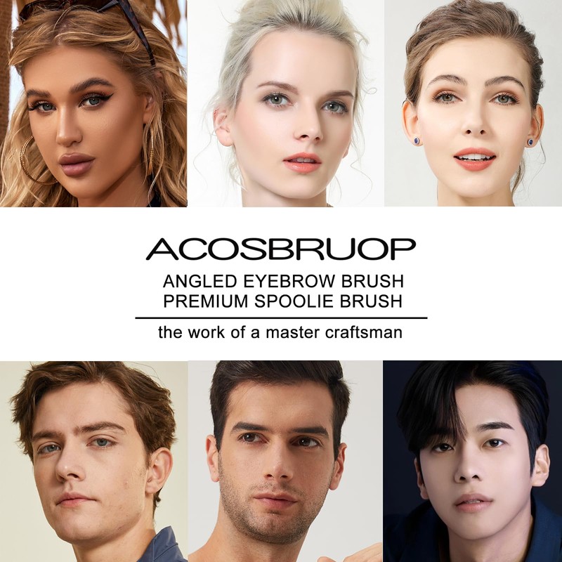 ACOSBRUOP Eyebrow and Spoolie Brush, Professional Angled Eyeliner Brush