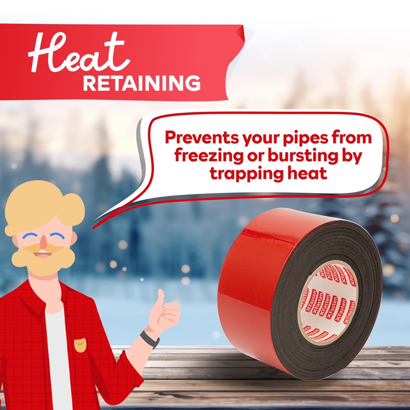 XFasten Foam Pipe Insulation Tape 3 Inch x 15 Feet