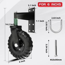 Uscaster 1pack Gate Wheel 6inch Fence Gate Wheels for Metal Tube Gate 360 Degree Rotation Spring Loaded Heavy Duty Gate Caster with Screws & Screwdriver（All Black）
