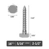 VGBUY 5/16" x 2-1/2" Hex Head Lag Screws 16Pcs, 304