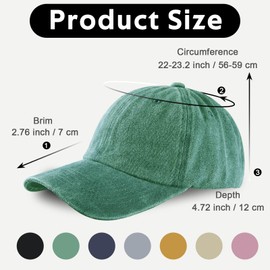 Yazikisa Retro Washed Baseball Cap for Men Classic Plain Distressed Trucker Hat Cotton Soft Dad Hats Adjustable Golf Caps Flat Bill Brim Unisex Outdoor Athletic Headwear Green